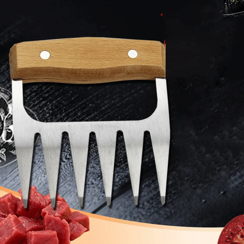 

Multifunctional Meat Shredder Creative Stainless Steel with Wooden Handle Thickened Meat Divider Household Kitchen Gadgets