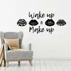 Фраза Wake Up Макияж для губ Косметика настенные наклейки виниловые домашние украшения для девочек комната красота стикер на стену фрески S270