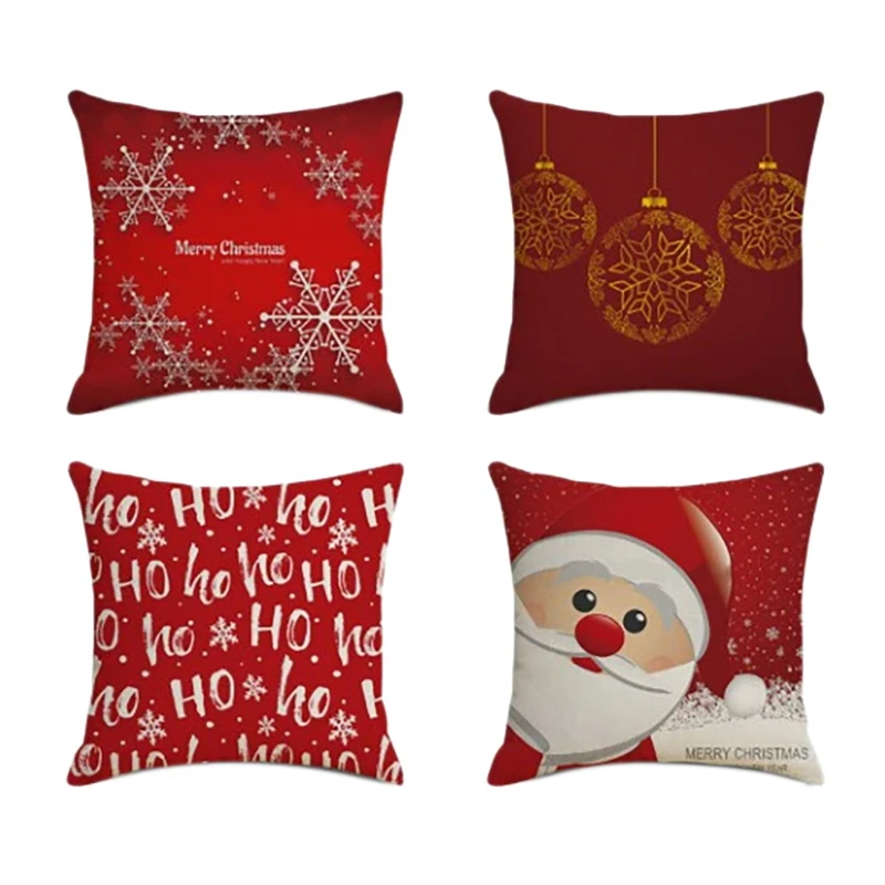 

Christmas Happiness Square Pillowcase Home Decor Linen Pillow Cases Cushion CoveRS for Sofa New Pattern Gift 45X45cm