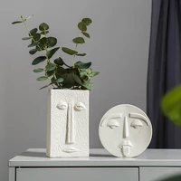 modern creative ceramic vase simulation plant living room tv cabinet ornaments nordic style home decoration face art sculpture