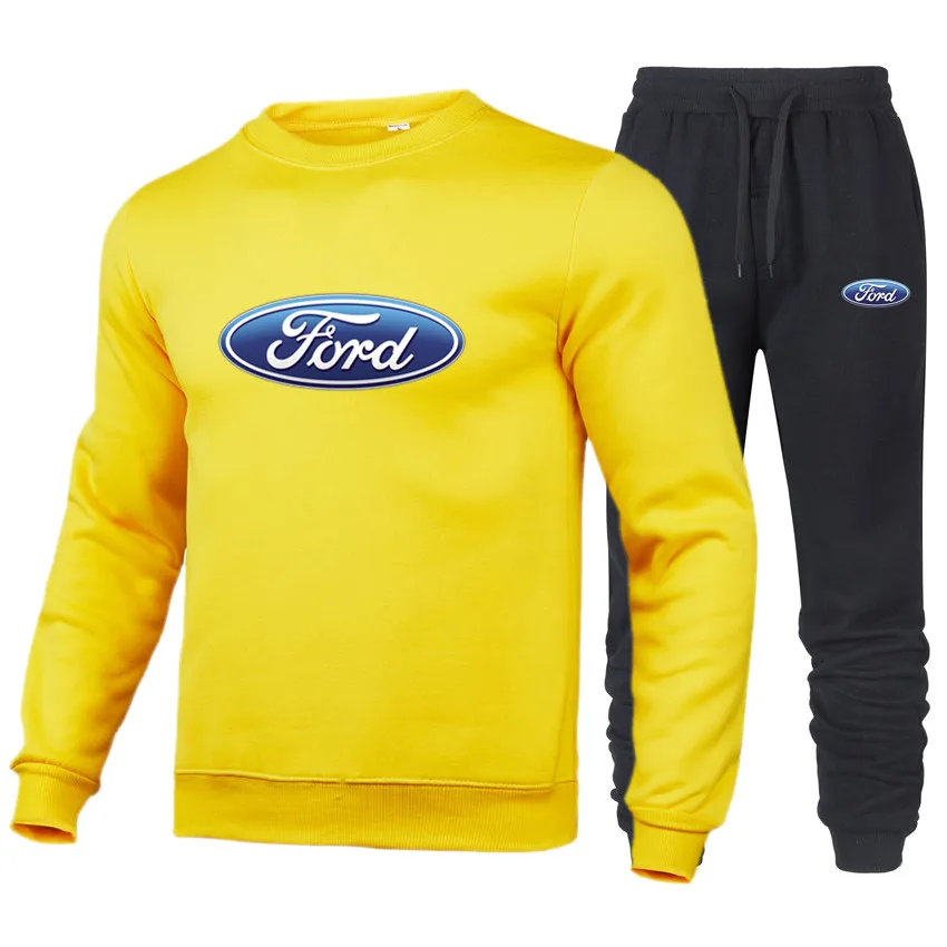

Men's Ford car logo brand round neck sportswear hot selling men's sweater + trousers men's street casual wear