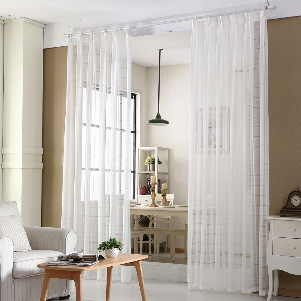 Прозрачная белая окна Экран для Гостиная плед сетчатая занавеска балкона Тюль