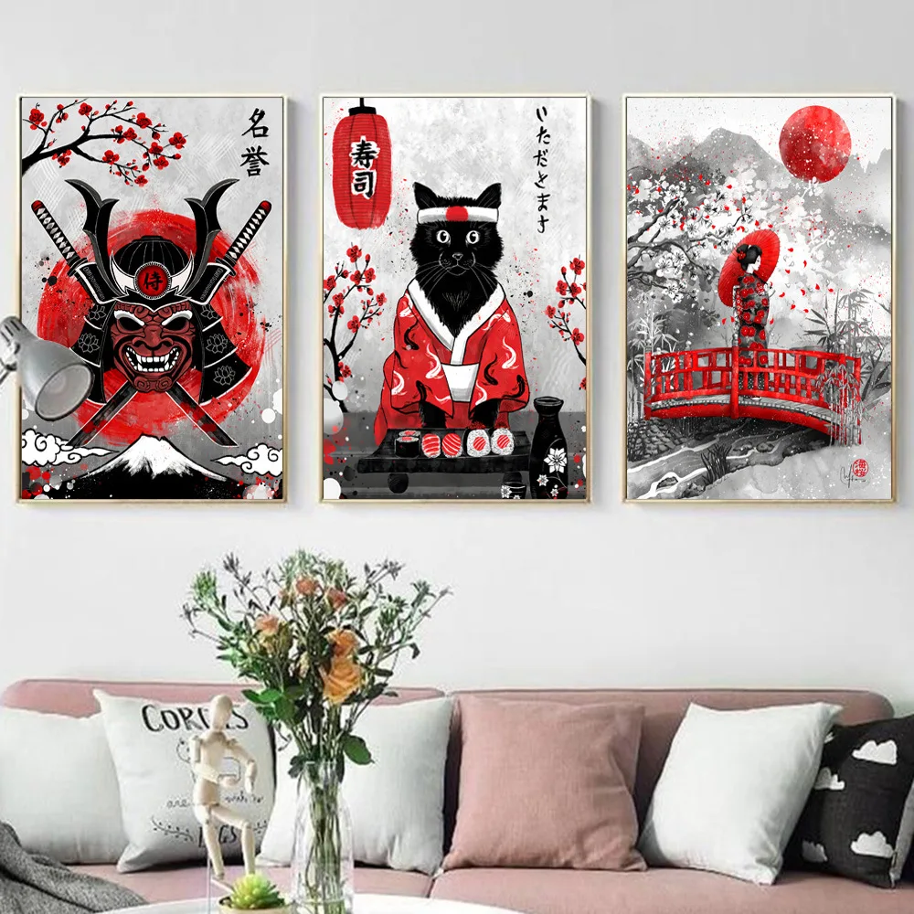 

New Japanese Samurai Geisha Painting Decor Canvas Painting Wall Art Decor Posters and Prints for Living Room Decor Wall Painting