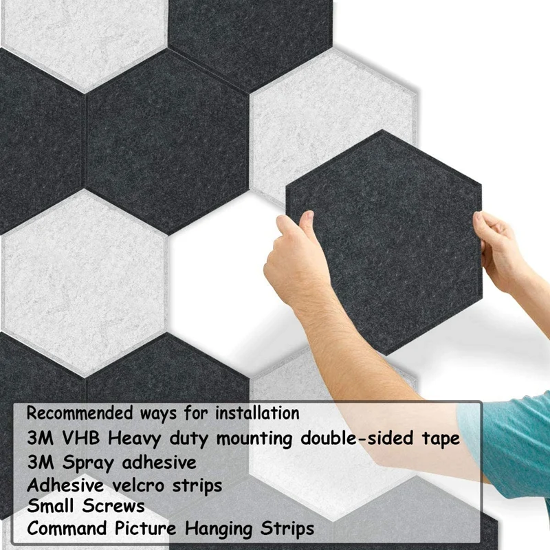 

Quality 12Pcs Hexagon Acoustic Panels Beveled Edge Soundproof Foam Panels,Sound Proofing Padding for Wall,Studio,Home & Office