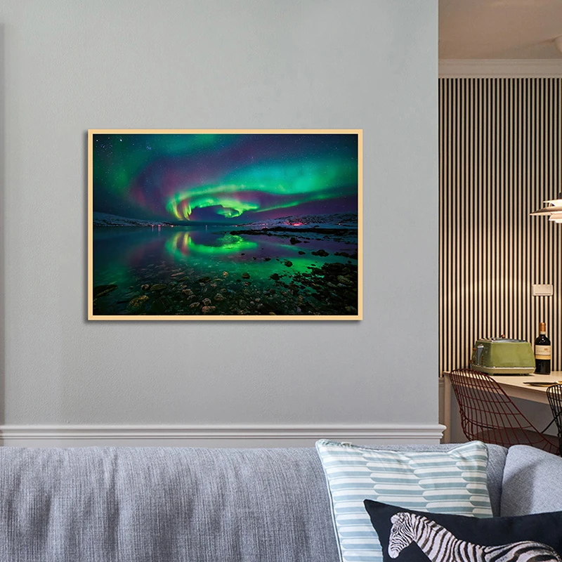 

Постер с пейзажем Аврора, Картина на холсте без рамы, декоративные пейзажи, картины и принты, настенное украшение для спальни, ванной комнат...