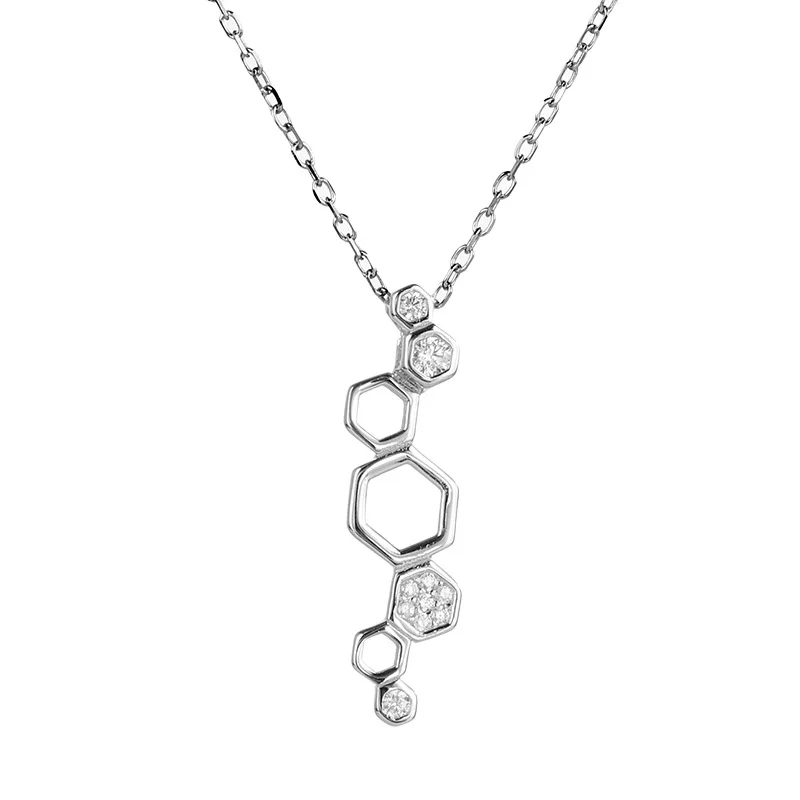 

Womens Fashion Jewellery Geometric Necklace 925 Silver Beehive Pendant Clavicle Chain Accessories for Women Sweet Friend Gift D