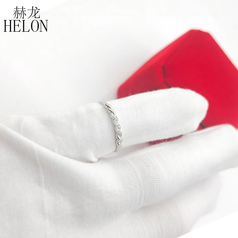 

HELON Solid 14K White Gold (AU585) Certified H/SI Round 100% Genuine Natural Diamonds Engagement Wedding Women Fine Jewelry Ring