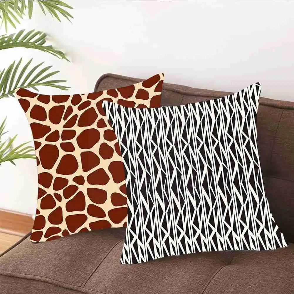 

Animal Print Leopard Print Pillowcase 45*45Cm Single Peach Skin Decor Sofa Sided Cover Square Polyester Home Cushion X4M2