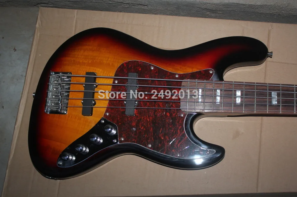 F джаз бас 5 струна Sunburst палисандр гриф активные звукосниматели 9 В батарея