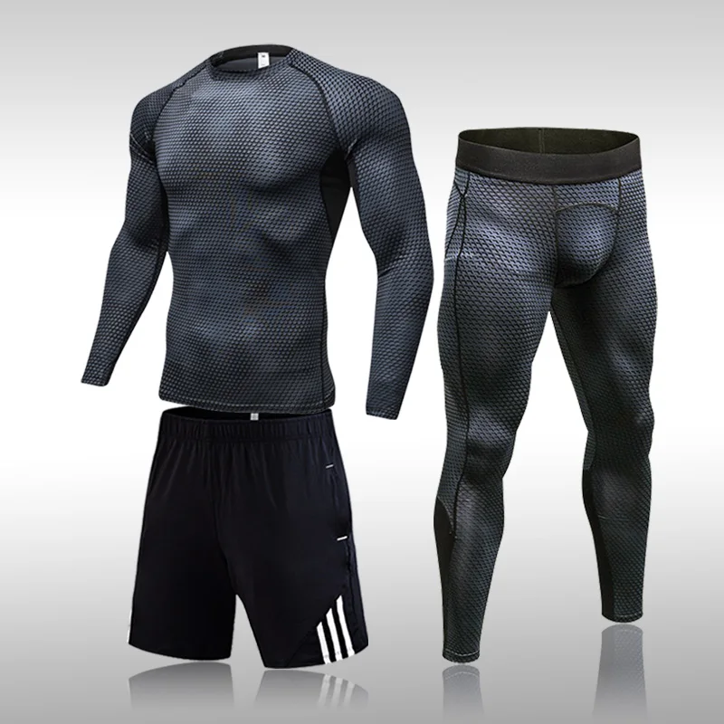

Winter Men's Thermal Underwear Running Sports Suit Top Compression Underwear Tights Fitness Jogging MMA Base Gym Men Clothing