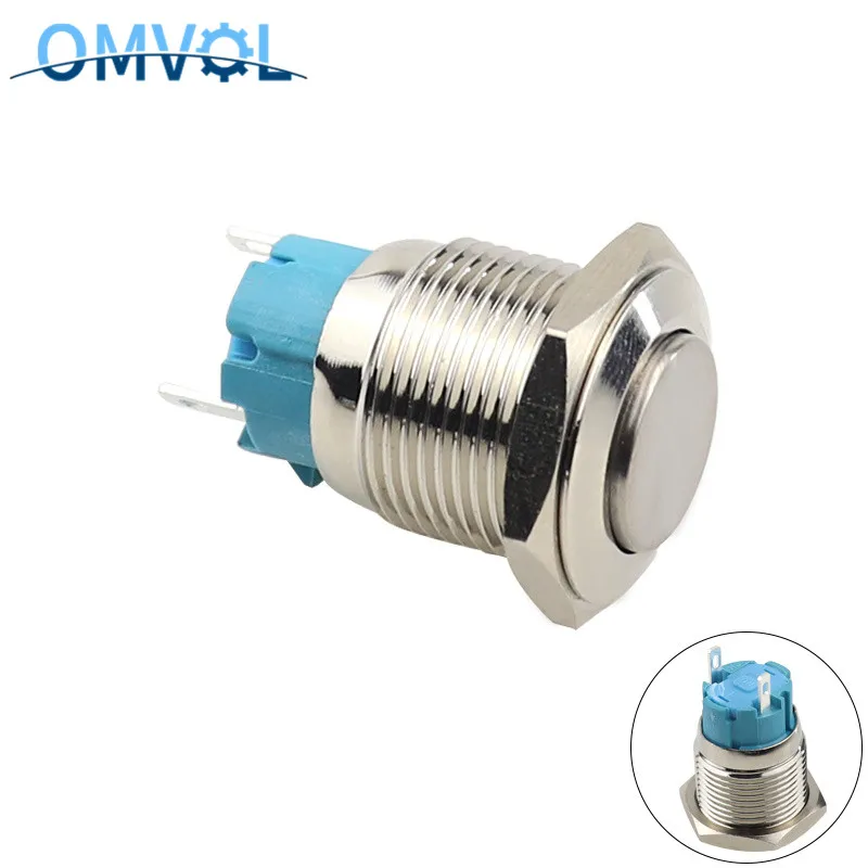 1 шт. 16 мм Мгновенный металлический кнопочный переключатель