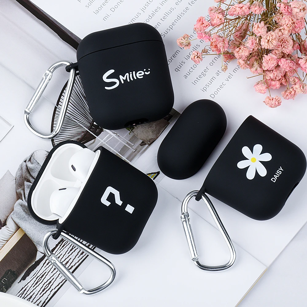 Чехол с рисунком ромашки и улыбки для Apple Airpods 2 1 ударопрочный чехол черный крутой