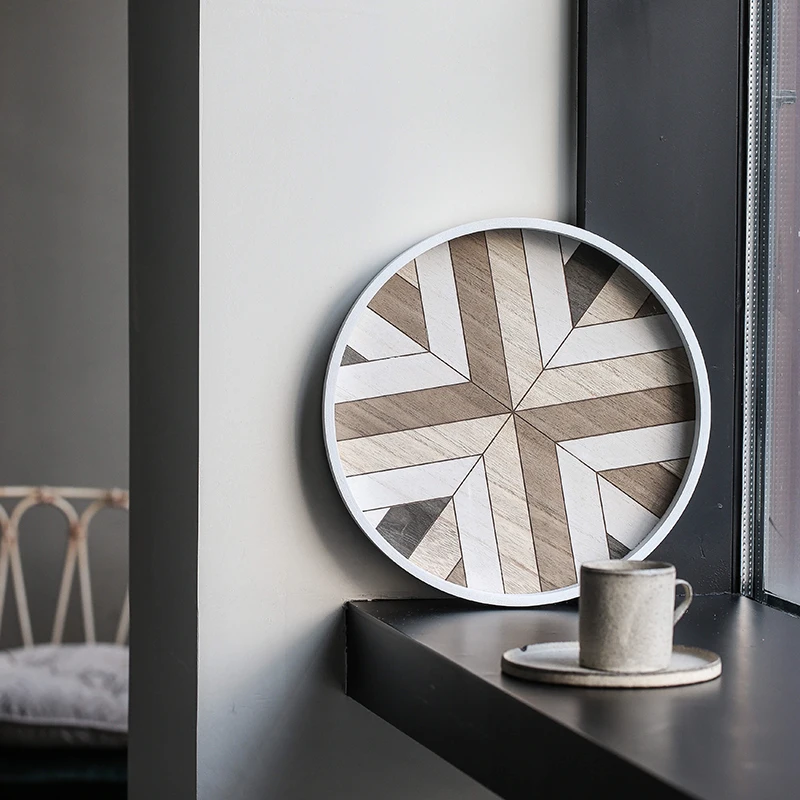 Nordic Style Round Wooden Storage Trays Creative Multi-Use Tea Fruits/Breads Plates Photography Props | Дом и сад