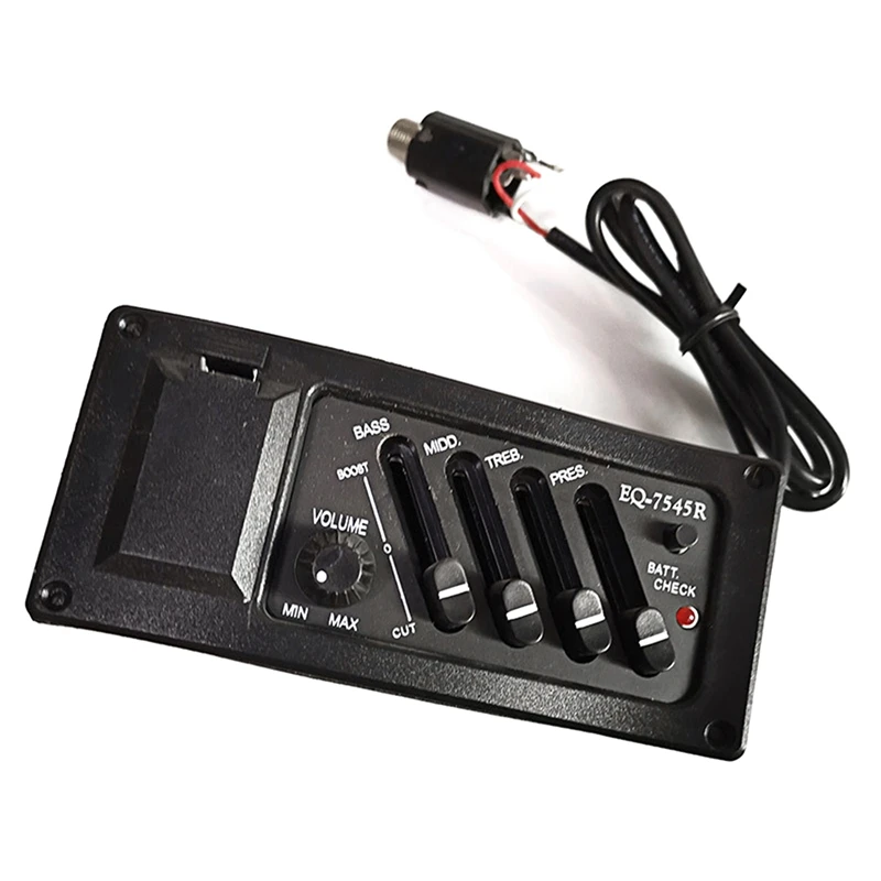 

4-Band EQ Equalizer Piezo Pickup EQ-7545R Pre-Amp Acoustic Guitar Preamp Amplifier Tuner
