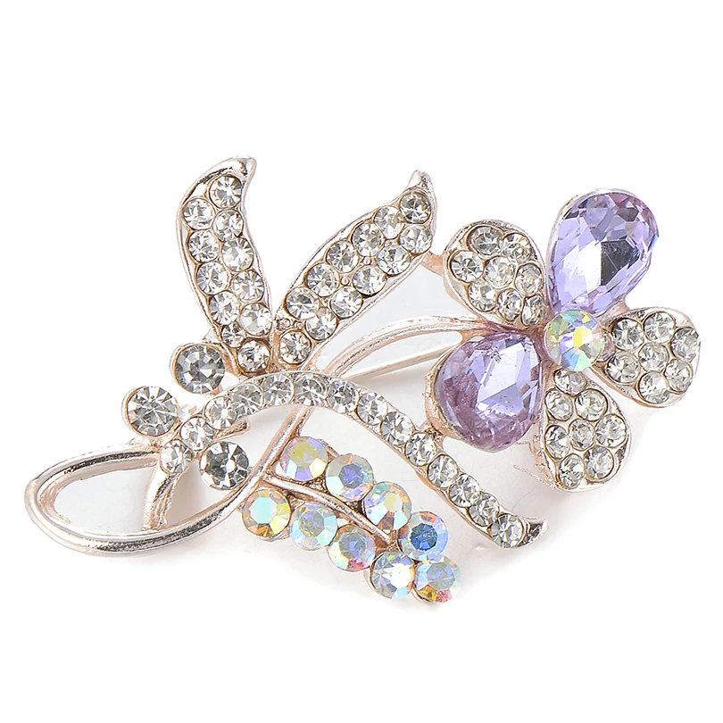 Модные стразы брошь в цветах шампанского булавка для женщин Свадебные вечерние