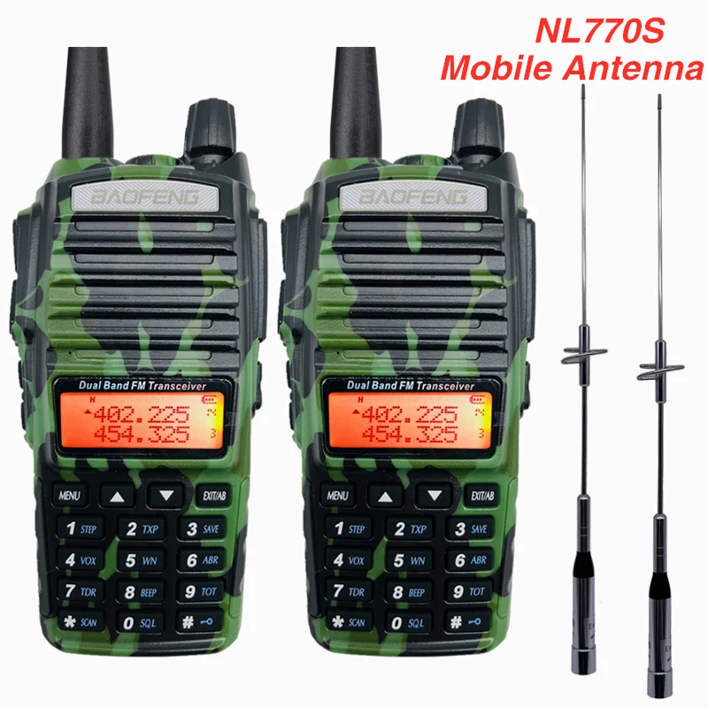 5W Cam A 2na770S 2 шт. Baofeng UV-82 рация+ NA771 Антенна UHF VHF Двухдиапазонная двухсторонняя радио UV 82 Dual PTT Woki Toki CB радиостанция - Цвет: 5W Cam A 2na770S