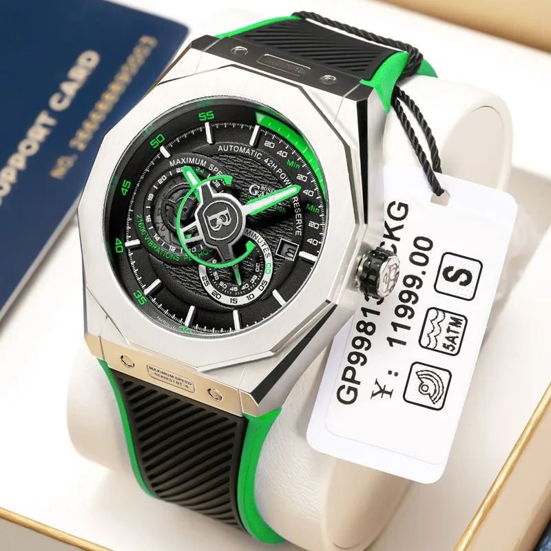 Бренд GATTI Роскошные автоматические механические часы мужские водонепроницаемые