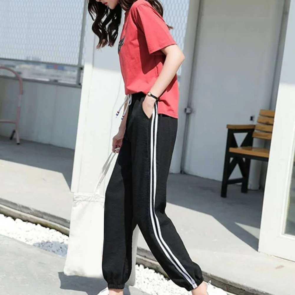 Летние Осенние новые женские джоггеры шаровары длинные брюки свободные на