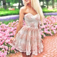 pretty sweetheart sleeveless mini homecoming dresses open back appliques lace cocktail dresses special occasion gowns