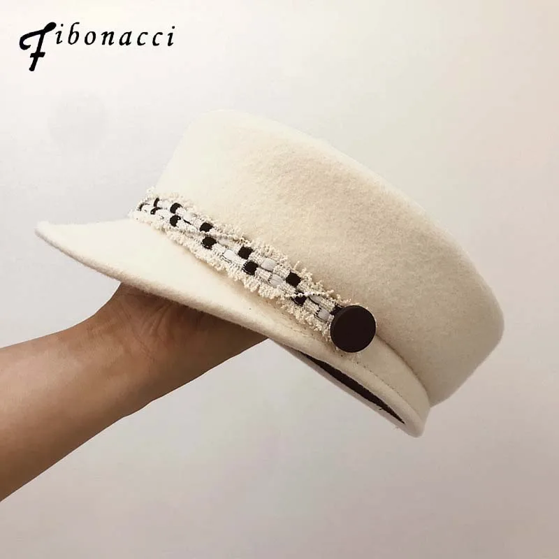 Fibonacci 2019 Новая мода персонализированные шерстяная фетровая Кепка в военном стиле