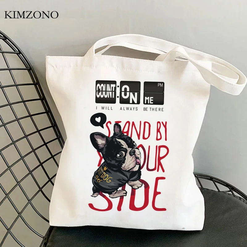 

French Bulldog shopping bag jute bag bolso canvas handbag reusable recycle bag bag sacola cloth woven bolsas reutilizables