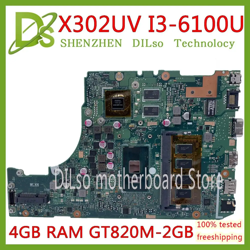 Bestellen KEFU X302UV Motherboard Für ASUS X302UA X302UJ X302UA X302UVK Motherboard Original 4GB I3-6100U GT820M-2GB Test 100% Arbeit