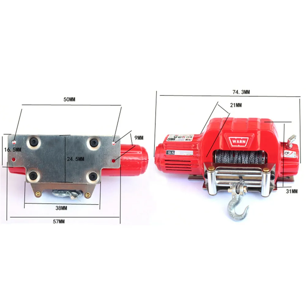 RCRUN имитация металлическая электрическая лебедка с контроллером для 1/10 TRX4 RC4WD D90