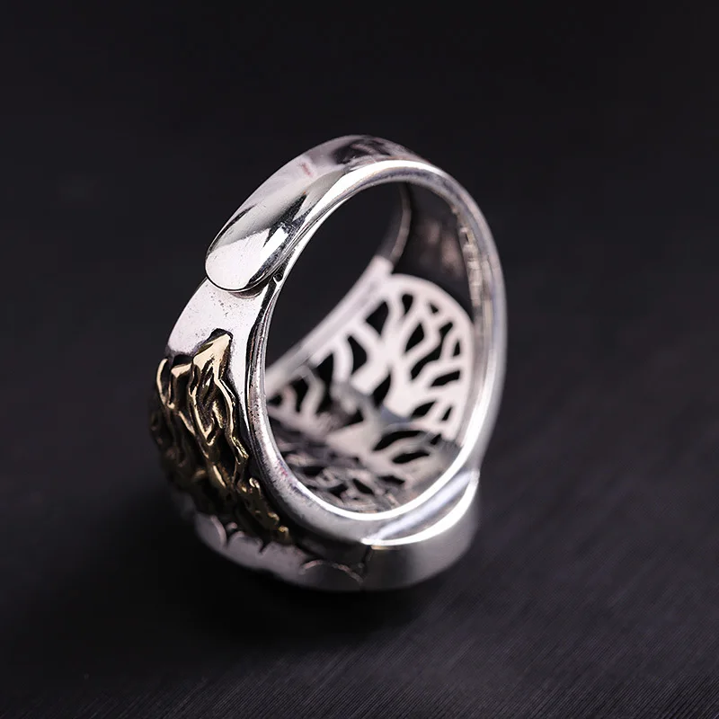 Мужские 100% реальные фотообои серебряные панк рок инкрустированные черным агатом