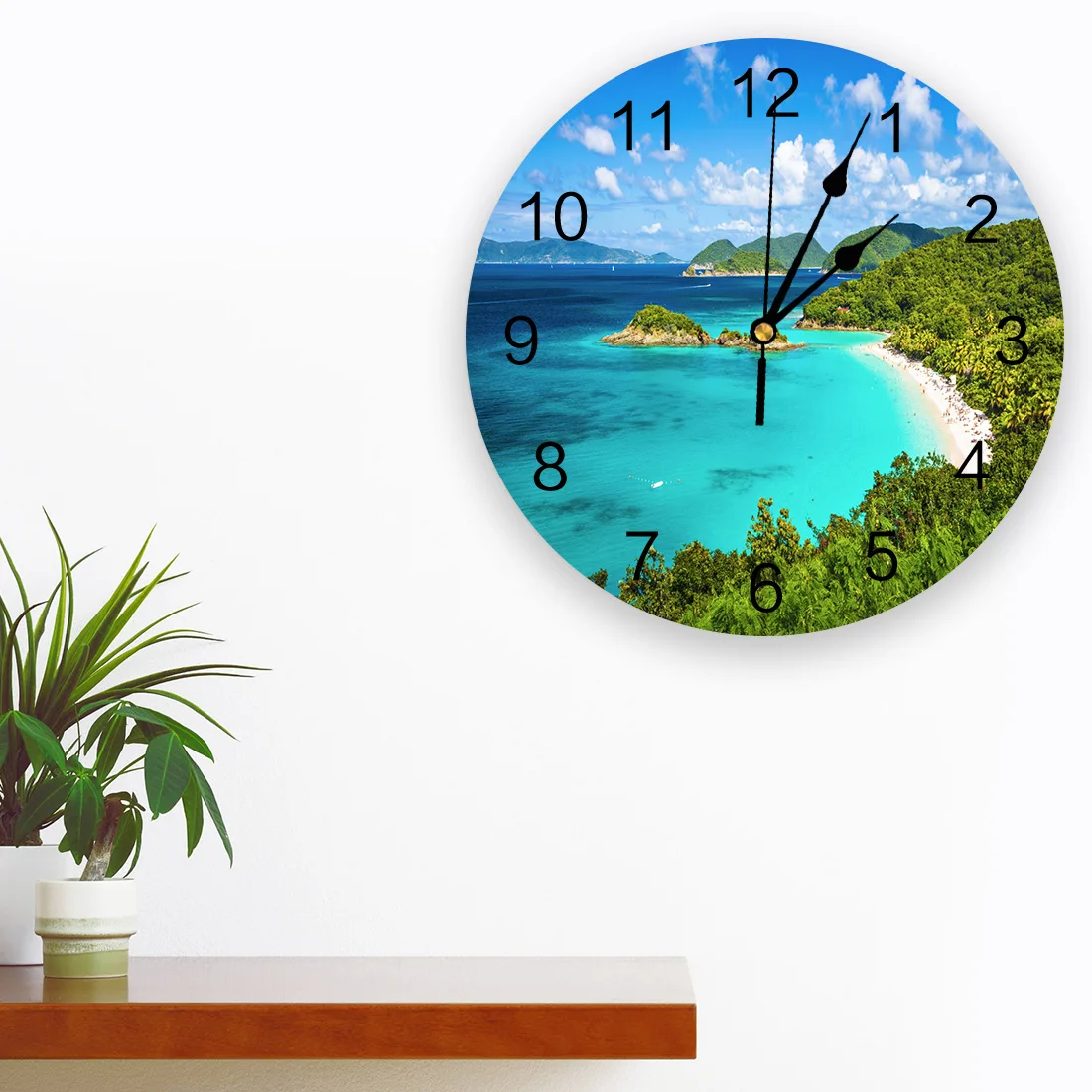 Модные настенные часы с синим островом в багажнике для гостиной кабинета детской