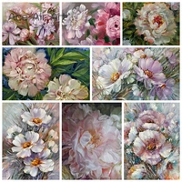pink white flowers oil painting 5d diy diamond painting full squareround drill embroidery mosaic art decoration for home
