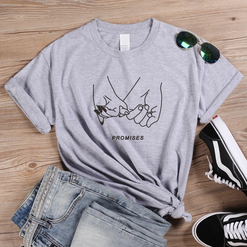 ONSEME обещает держать руки графическая футболка для женщин эстетические Футболки