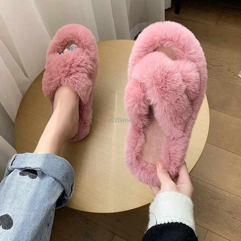 

Winter Fluffy Fur Slippers Shoes Women Fur Flip Flop Flat Furry Fur Slides Outdoor Sandals Woman Amazing Shoes Women Slippers