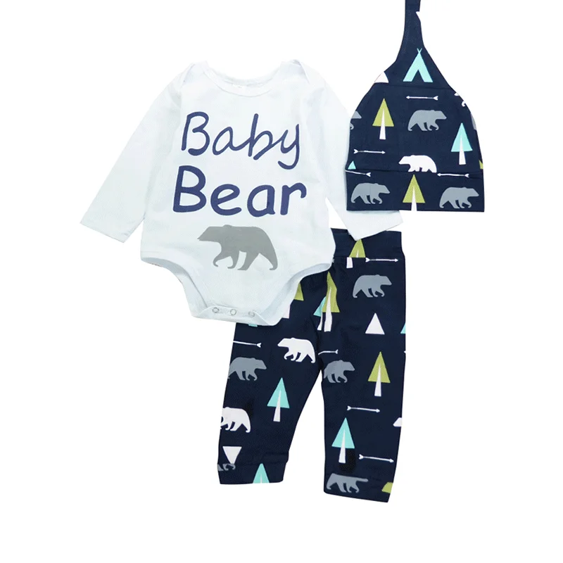 PatPat/комплект из 3 предметов боди с длинными рукавами и надписью штаны принтом