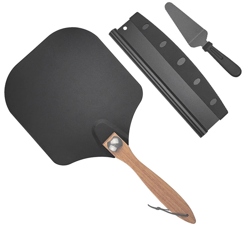 

Алюминиевая пицца, нож для пиццы и сервер для пиццы, со складной деревянной ручкой, простая в использовании пицца