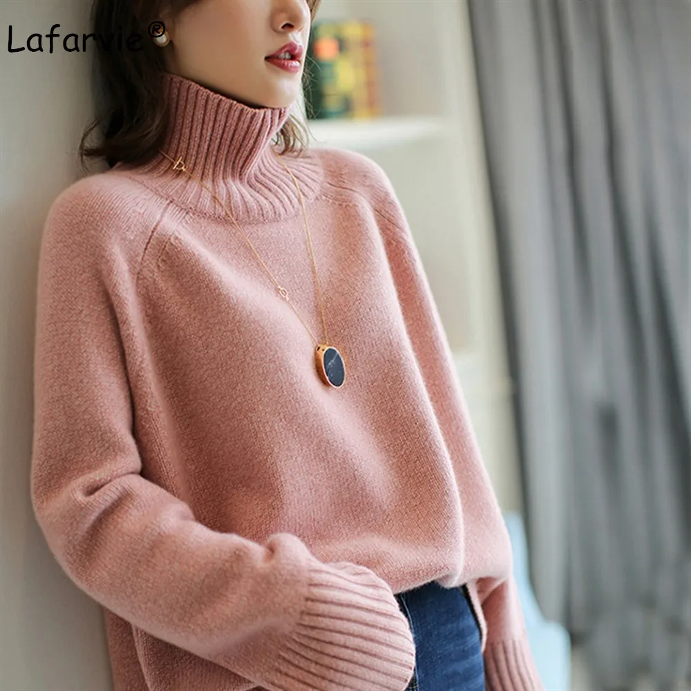 

Lafarvie Turtleneck Sweater Women Wool Pullover Female Tops Autumn Winter Long Sleeve Oversized Loose Thick Casual 2020 Clothing