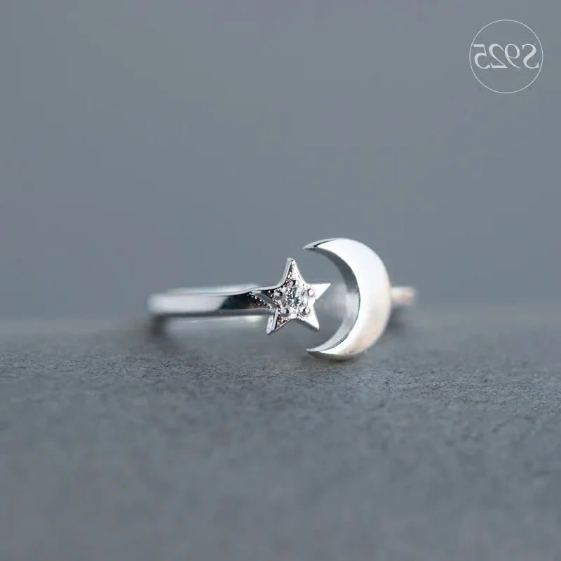 

Регулируемый размер, кольцо в виде полумесяца и звезды, открытое серебряное кольцо, луна, звезда, небо, Новинка