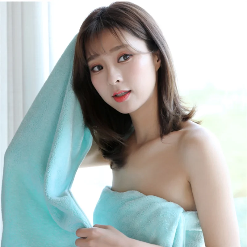 

80*36cm Towel Household Bathroom Towel Microfiber Solid Dry Hair Towel Womens Face Towel Absorbent Towel