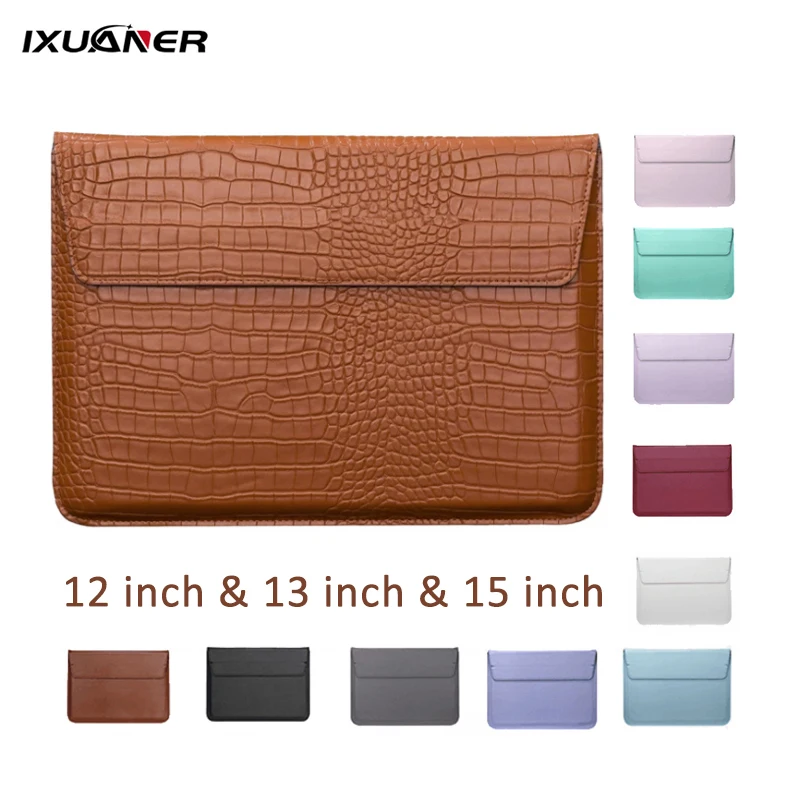 

Laptop Bag for Macbook Air 13 Case 11 12 15 Pro 13.3 15.4 Retina Unisex Sleeve Envelope Fundas PU Leather Sleeve Notebook Pouch