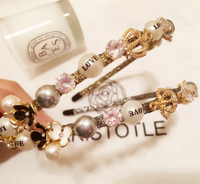 Модный кружевной ободок Стразы в Корейском стиле для женщин и девушек модный