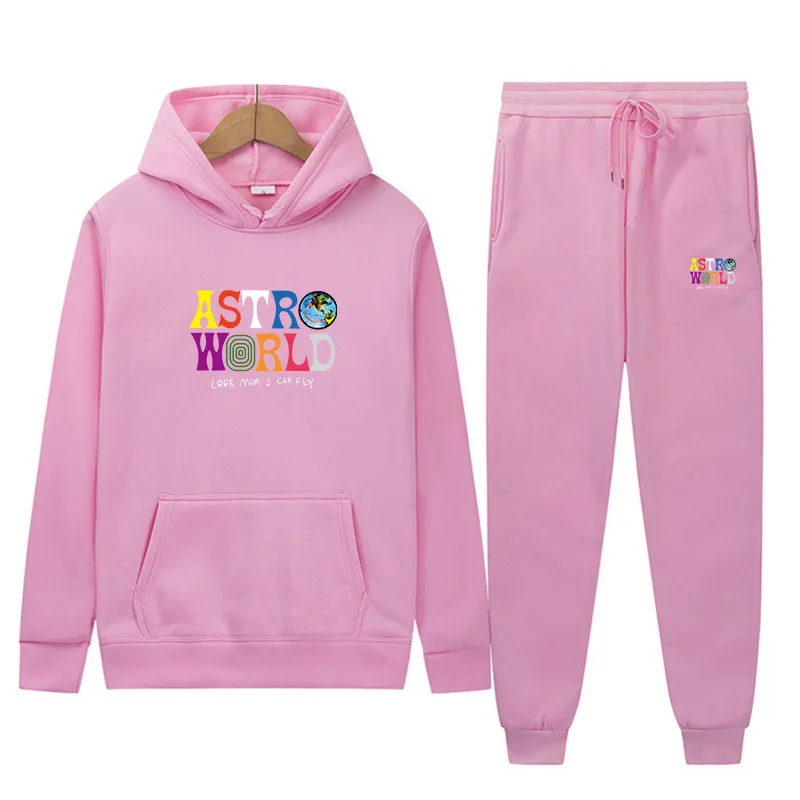 

New Tracksuit Women/Men 14 Colors Two Pieces Set Astro World Hoodies Sweatshirt+Pants Suit Male Hoody Jogging Sportswear Outfit