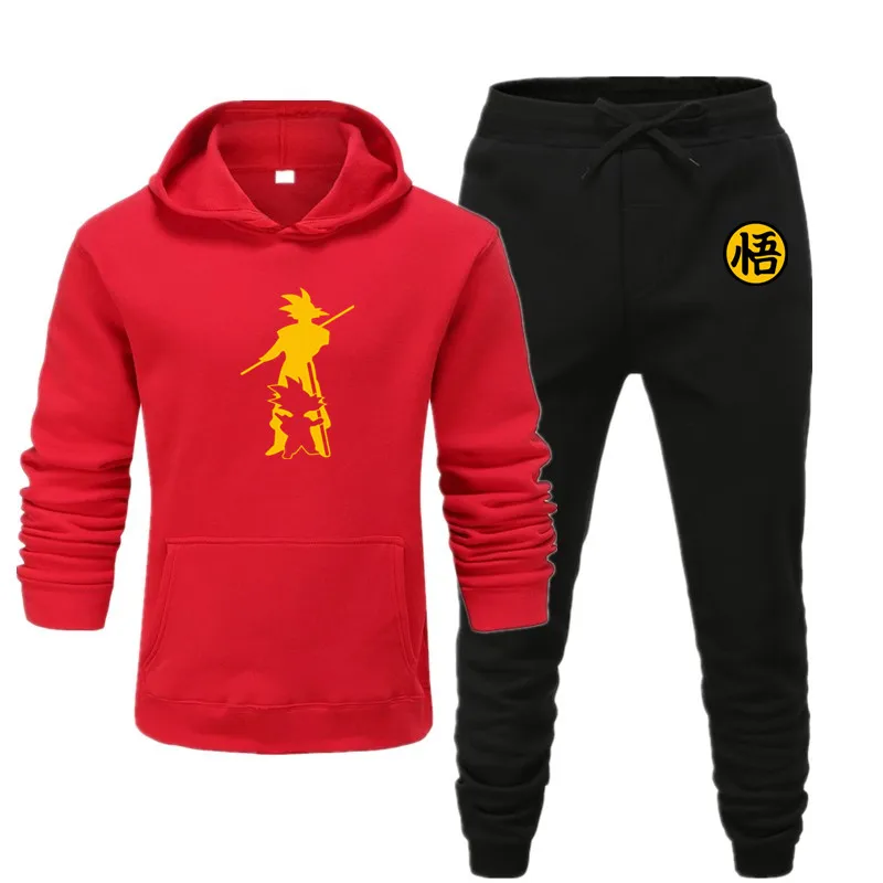 new men's hoodie suit autumn and winter warm clothing fashion printing street hoodie suit running jogging sports suit - Цвет: 13