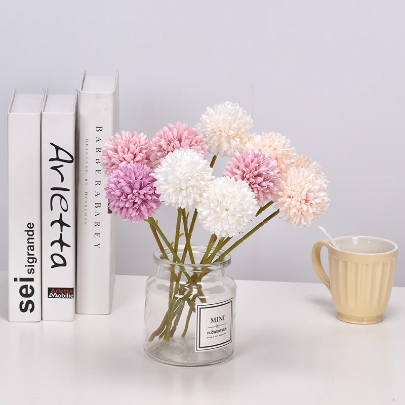 

Artificial Flower Ball Bouquet Silk Dandelion Flower Ball DIY Fall Home Wedding Decoration Valentines Day Gifts Fake Flowers