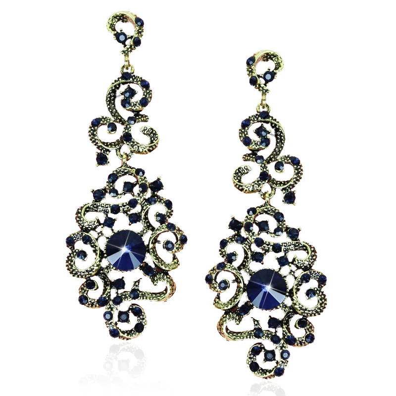 Трендовые индийские серьги для невесты длинные Винтажные с подвеской в виде