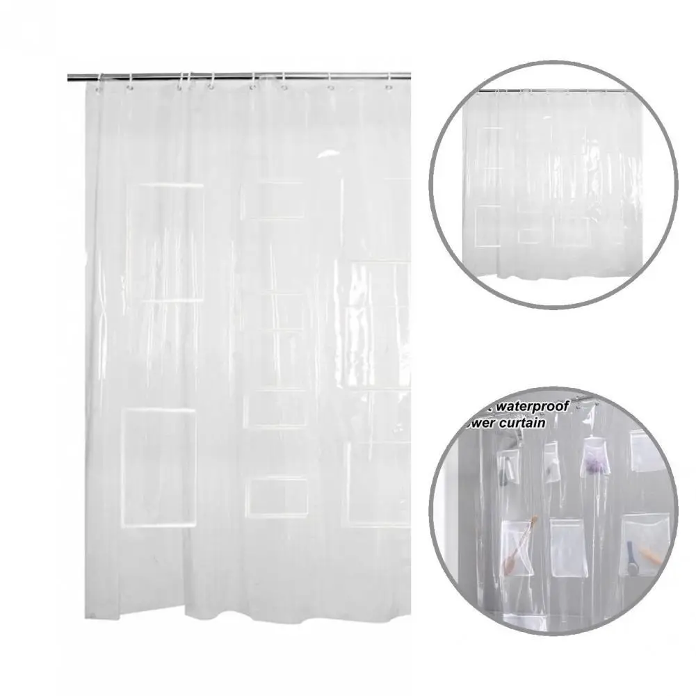 

Rustproof Premium Semi Transparent Pocket Bath Curtain Easy to Use Bath Curtain High Density for Home
