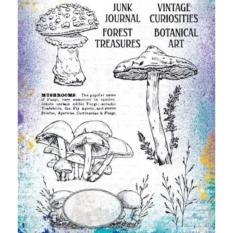 Новинка 2021 прозрачный штамп в стиле ретро с изображением растений и грибов для