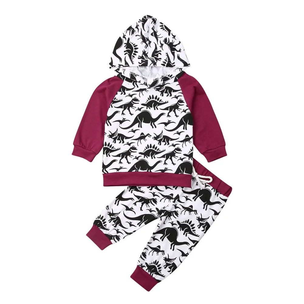 Одежда для малышей одежда с динозаврами новорожденных мальчиков топ капюшоном и