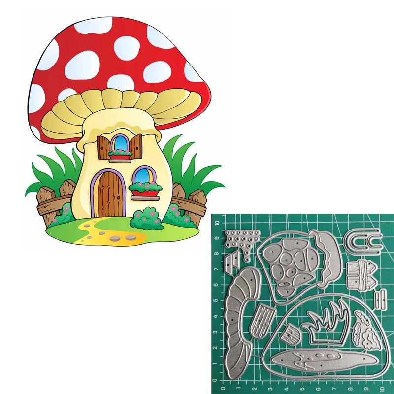 

Трафарет для вырезания грибного дома, тиснение 2020, ремесла и скрапбукинг