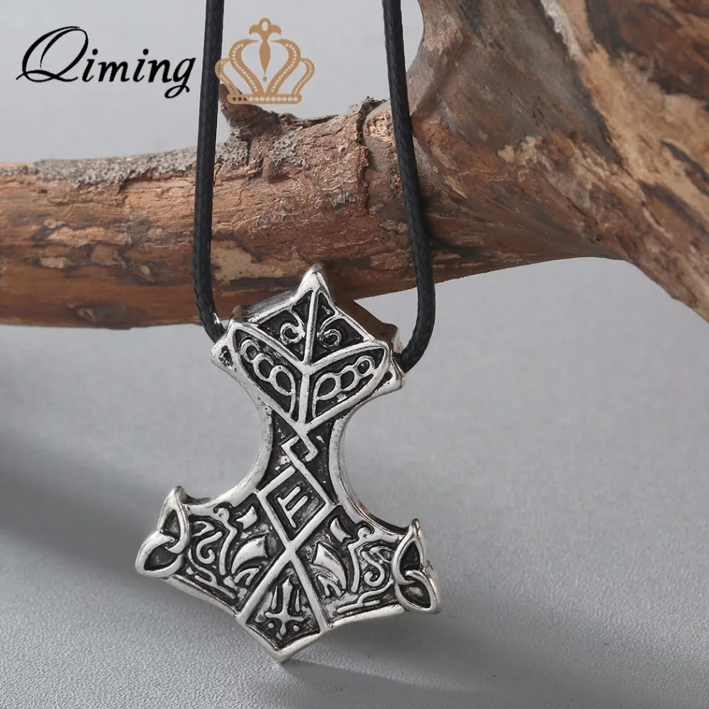 QIMING винтажные мужские ожерелья Valknut Odin символ норвежский викинг воины Mam Мужская