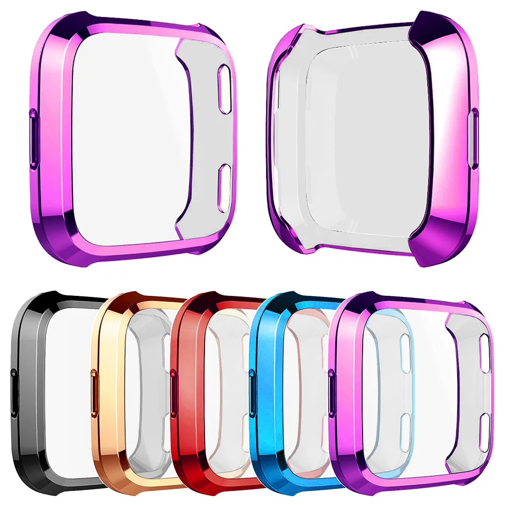 9 Colors Soft Screen Protector Case for Fitbit Versa 4 3 2 1/Sense/Versa4/Sense2 Watch Full Cover Lightweight TPU Bumper
