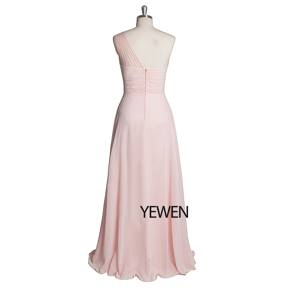 Розовые платья подружки невесты на одно плечо без Рукавов шифоновые
